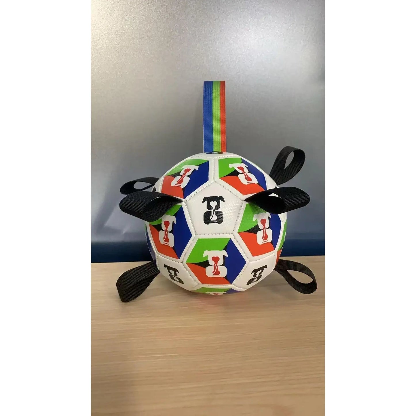 Dog Toys Dog Balls, Dog Soccer Ball with Straps, Dog Birthday, Herding Ball, Balls for Small Medium Pet, Puppy Outdoor Toy (6 Inch)