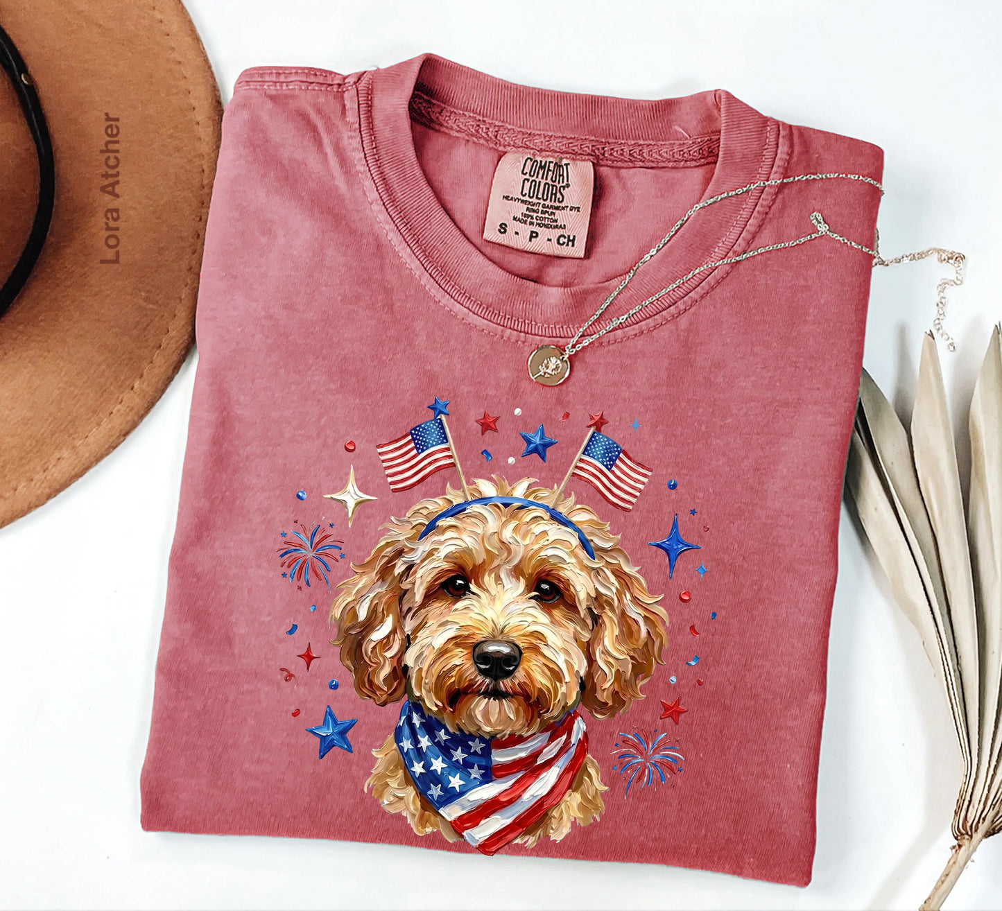 USA Goldendoodle Dog Shirt, Preppy Design 4Th of July Dog ,4Th of July Dog, Shirt, 250Th Anniversary Shirt, 4Th of July, Dog Lover Shirt, Patriotic Dog Gift - LORA ATCHER