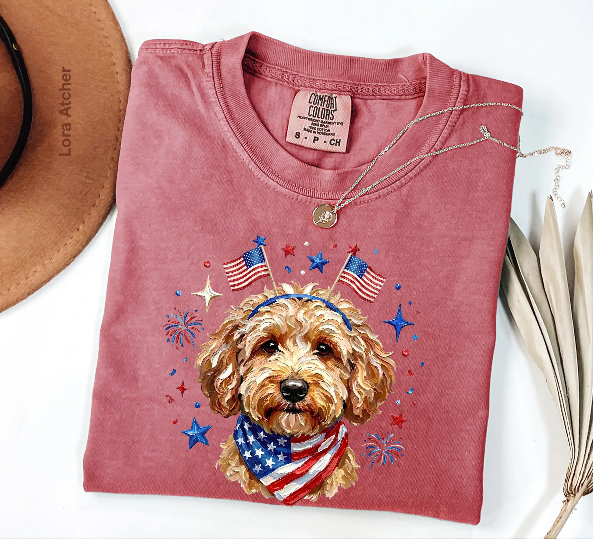 USA Goldendoodle Dog Shirt, Preppy Design 4Th of July Dog ,4Th of July Dog, Shirt, 250Th Anniversary Shirt, 4Th of July, Dog Lover Shirt, Patriotic Dog Gift - LORA ATCHER