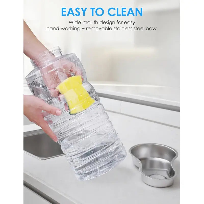 2.5 Gallon Automatic Dog Water Dispenser[Wide Mouth for Easy Hand-In Cleaning][Removable Stainless Steel Bowl], Gravity Refilling Large Capacity for Cats and Dogs, Multi-Pet Homes