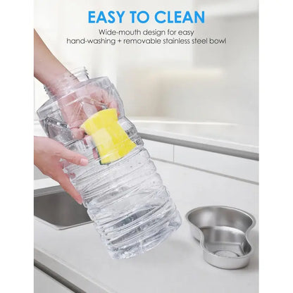 2.5 Gallon Automatic Dog Water Dispenser[Wide Mouth for Easy Hand-In Cleaning][Removable Stainless Steel Bowl], Gravity Refilling Large Capacity for Cats and Dogs, Multi-Pet Homes