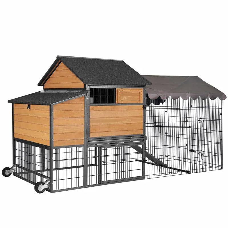 Aivituvin- AIR7006 Wooden Chicken Tractor with Metal Frame for 6-8 Chickens,Chicken Coop