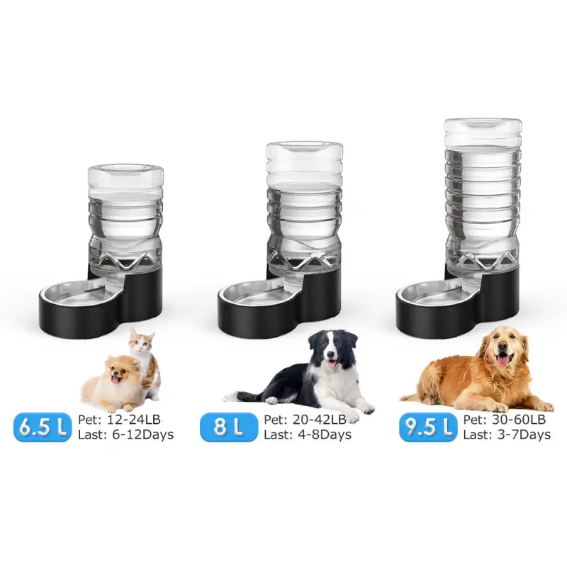 2.5 Gallon Automatic Dog Water Dispenser[Wide Mouth for Easy Hand-In Cleaning][Removable Stainless Steel Bowl], Gravity Refilling Large Capacity for Cats and Dogs, Multi-Pet Homes