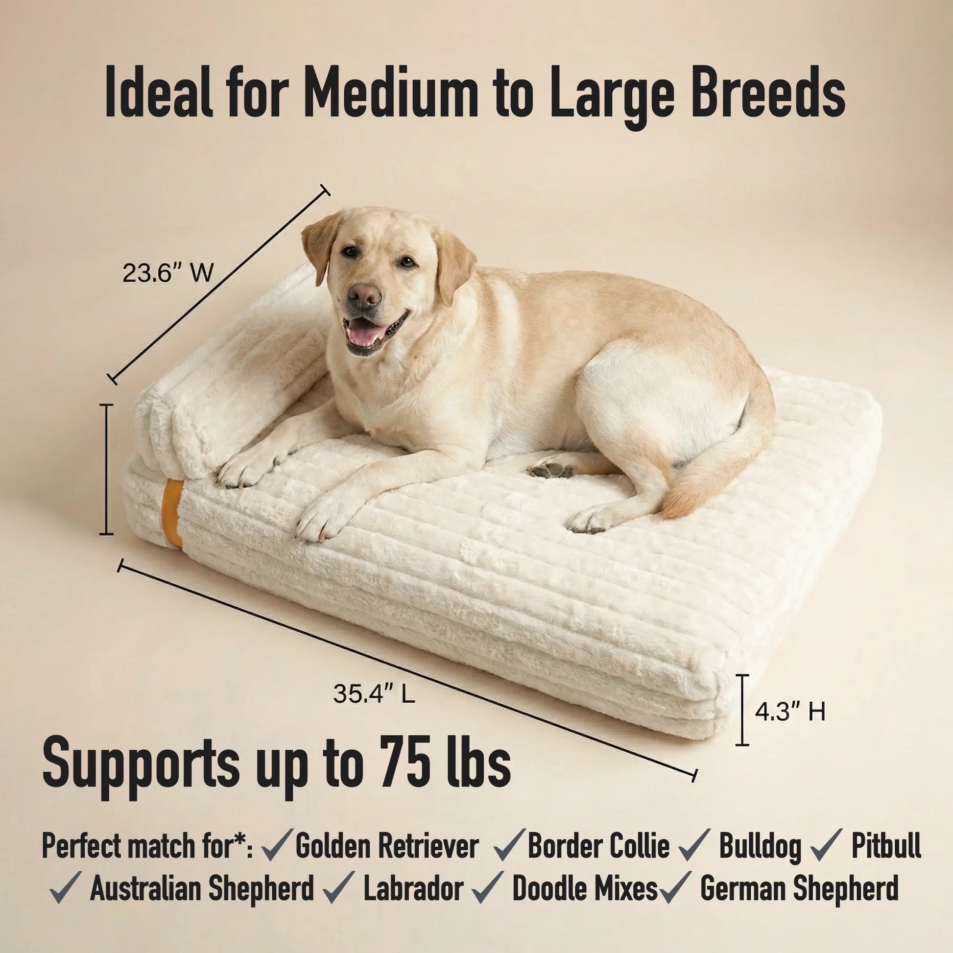3-In-1 Orthopedic Dog Bed Bundle (3 Covers Included) | Waterproof Leather, Corduroy & Holiday Plaid | Thick Memory Foam Support (36"X24")
