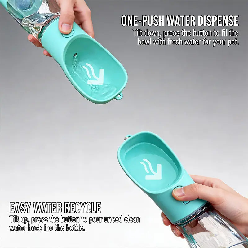 3 in 1 Pet Water Bottle 20 Oz - Leak Proof Portable Dog Water Container with Poop Bag Dispenser for Travel, Hiking & Outdoor Activities Holder,Summervibes