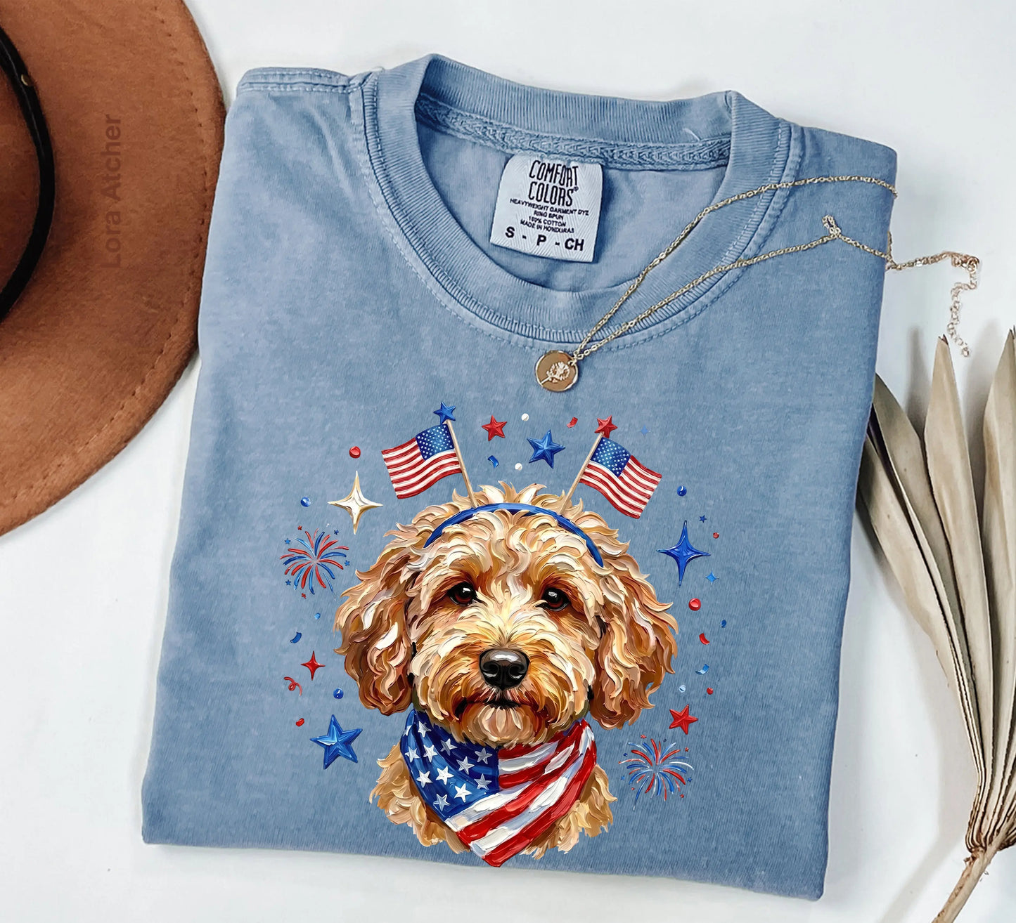 USA Goldendoodle Dog Shirt, Preppy Design 4Th of July Dog ,4Th of July Dog, Shirt, 250Th Anniversary Shirt, 4Th of July, Dog Lover Shirt, Patriotic Dog Gift - LORA ATCHER