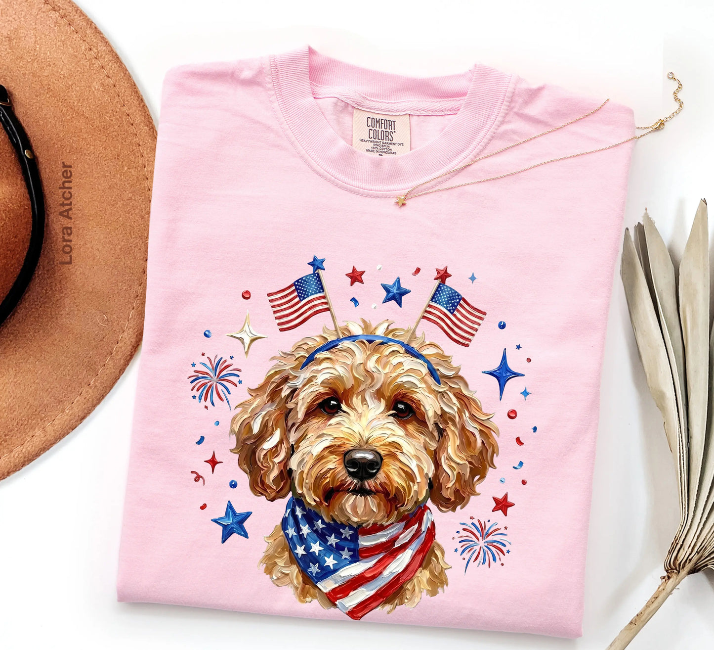 USA Goldendoodle Dog Shirt, Preppy Design 4Th of July Dog ,4Th of July Dog, Shirt, 250Th Anniversary Shirt, 4Th of July, Dog Lover Shirt, Patriotic Dog Gift - LORA ATCHER