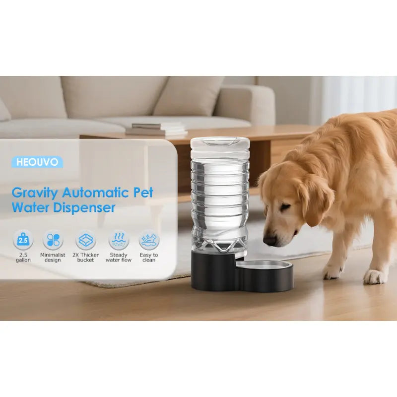 2.5 Gallon Automatic Dog Water Dispenser[Wide Mouth for Easy Hand-In Cleaning][Removable Stainless Steel Bowl], Gravity Refilling Large Capacity for Cats and Dogs, Multi-Pet Homes