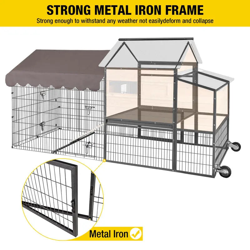 Aivituvin- AIR7006 Wooden Chicken Tractor with Metal Frame for 6-8 Chickens,Chicken Coop