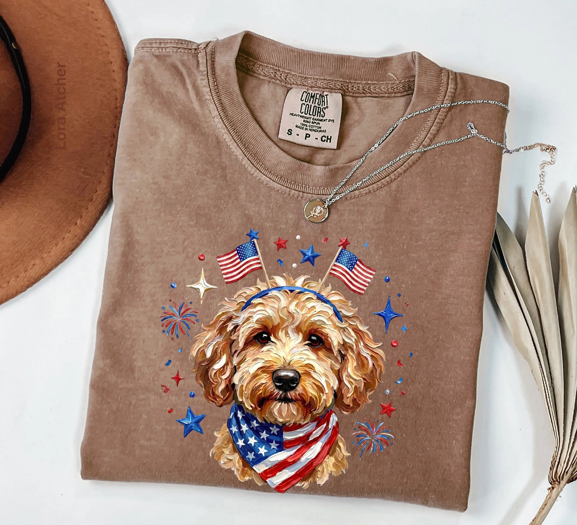 USA Goldendoodle Dog Shirt, Preppy Design 4Th of July Dog ,4Th of July Dog, Shirt, 250Th Anniversary Shirt, 4Th of July, Dog Lover Shirt, Patriotic Dog Gift - LORA ATCHER