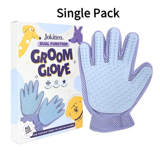 1-Pack Efficient Pet Hair Remover Glove for Dogs & Cats, Gentle Double-Sided Pet Grooming Glove Brush, Five Finger Massage Design Deshedding Glove for Multi-Role Bathing, Massaging, Grooming, Shedding, Furniture Fur Cleaning Summervibes
