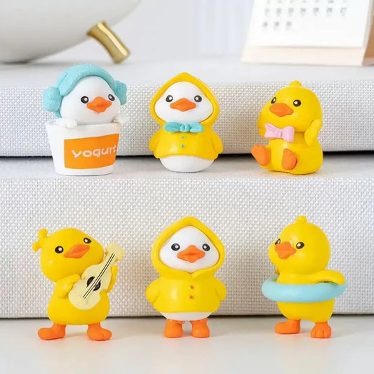2026 Yellow Duck Desk Decor Set of 6PCS Cute Duck Car Dashboard Decorations, Rear View Mirror Ornament, Cute Cartoon Style Desk Companions Interior Accessories for Home Offices Cubicles Playful Charming Desktop Decoration