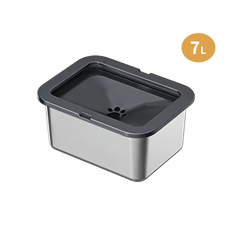 10L Spill-Proof Dog Water Bowl, Elevated Stainless Steel Anti-Splash Slow Water Feeder for Large Dogs