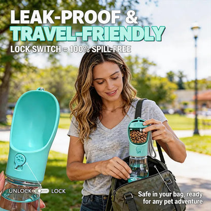 3 in 1 Pet Water Bottle 20 Oz - Leak Proof Portable Dog Water Container with Poop Bag Dispenser for Travel, Hiking & Outdoor Activities Holder,Summervibes
