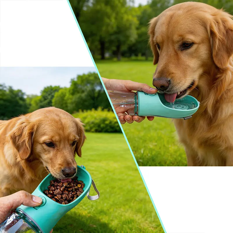 3 in 1 Pet Water Bottle 20 Oz - Leak Proof Portable Dog Water Container with Poop Bag Dispenser for Travel, Hiking & Outdoor Activities Holder,Summervibes