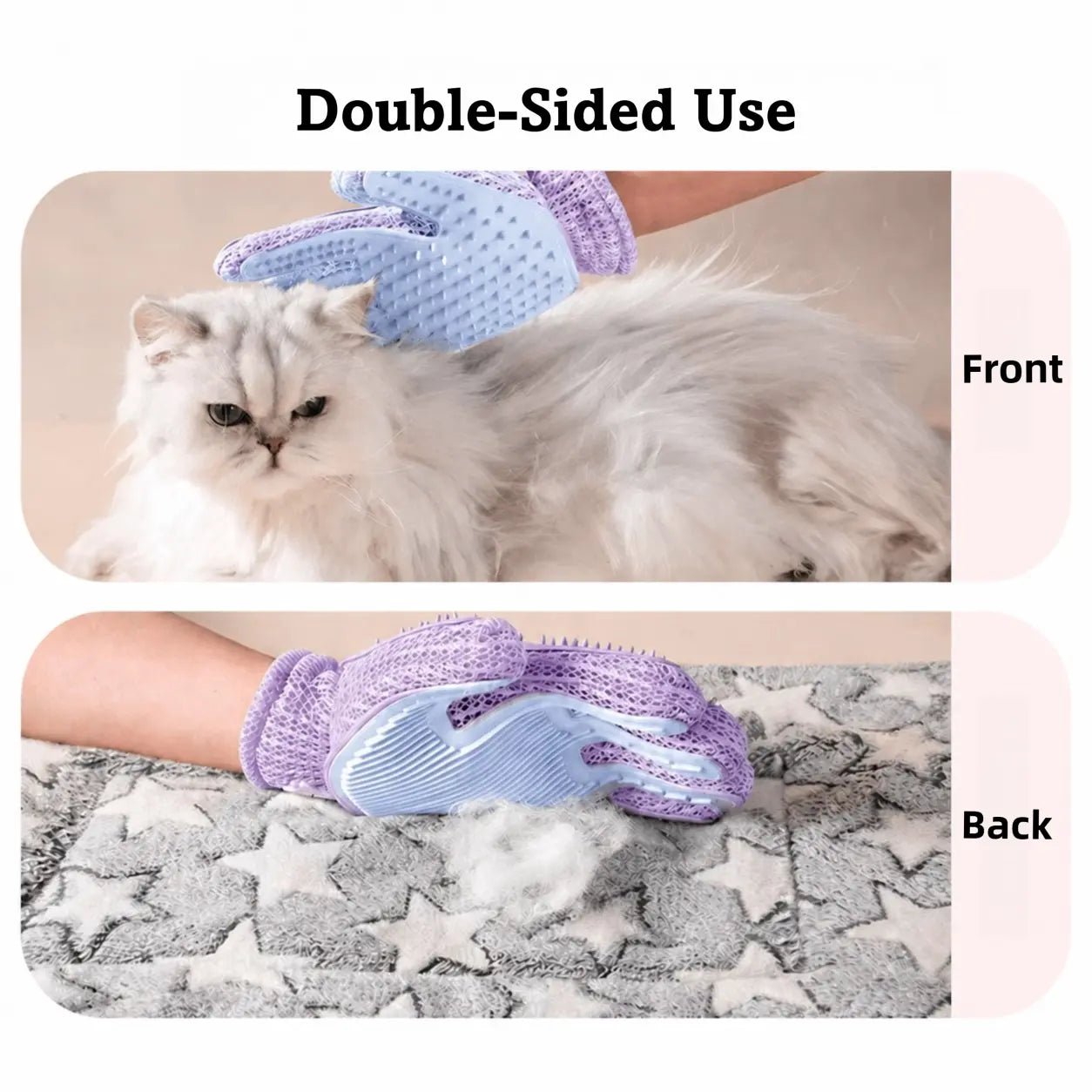 1-Pack Efficient Pet Hair Remover Glove for Dogs & Cats, Gentle Double-Sided Pet Grooming Glove Brush, Five Finger Massage Design Deshedding Glove for Multi-Role Bathing, Massaging, Grooming, Shedding, Furniture Fur Cleaning Summervibes