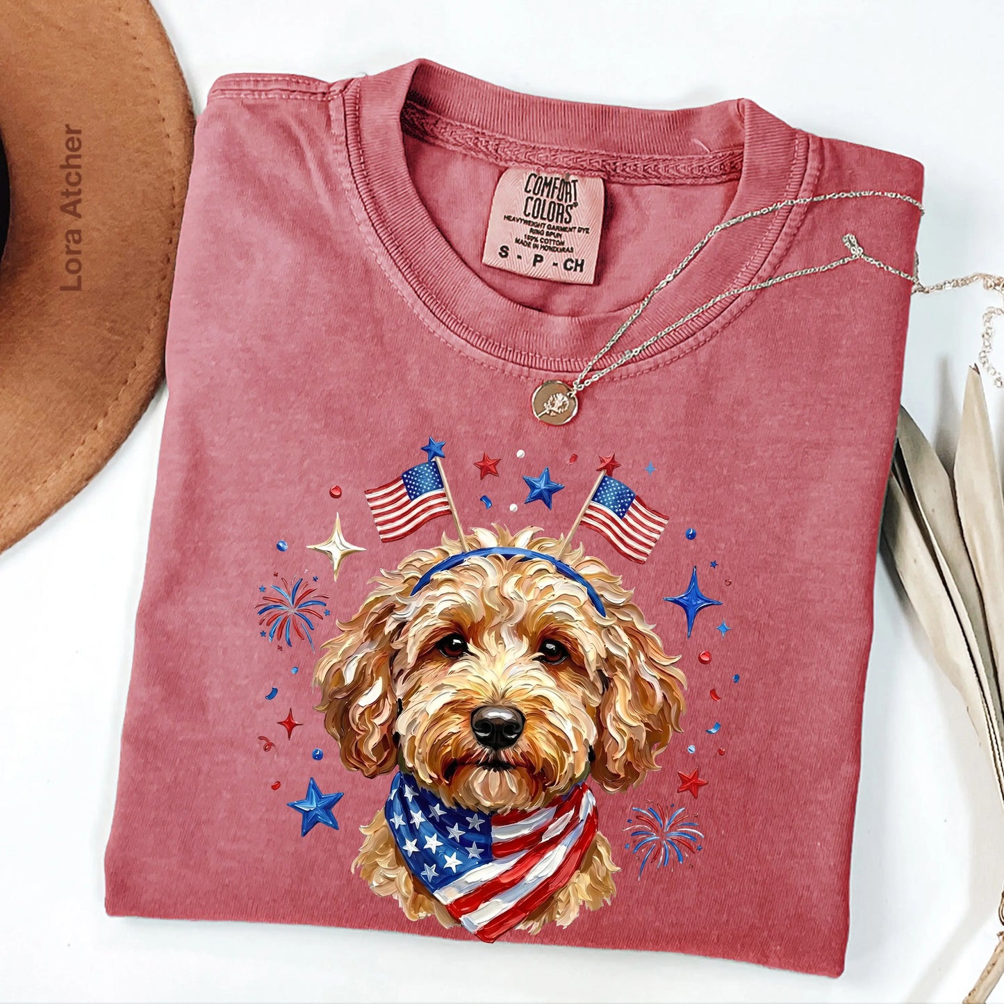 USA Goldendoodle Dog Shirt, Preppy Design 4Th of July Dog ,4Th of July Dog, Shirt, 250Th Anniversary Shirt, 4Th of July, Dog Lover Shirt, Patriotic Dog Gift - LORA ATCHER