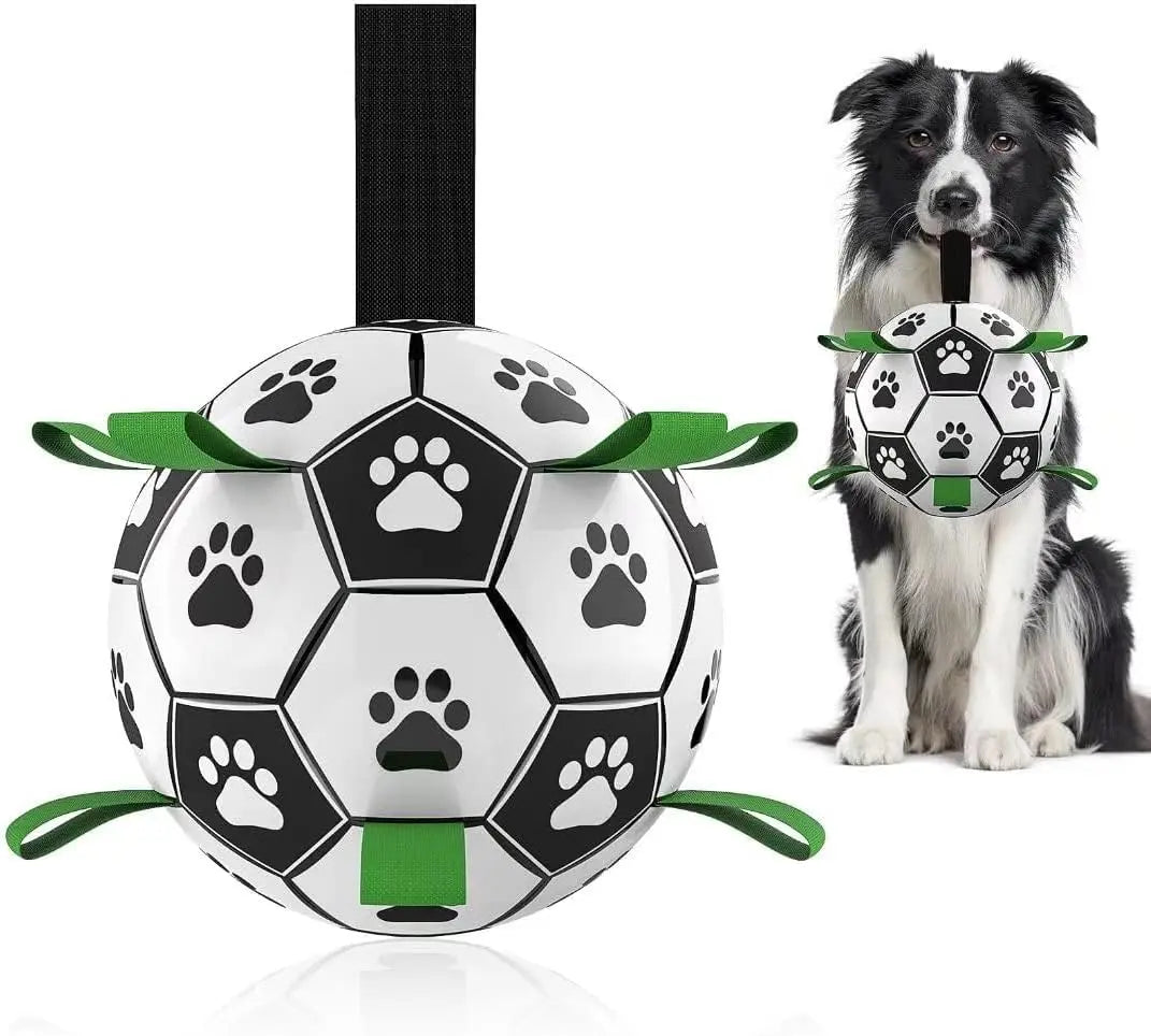 Dog Toys Dog Balls, Dog Soccer Ball with Straps, Dog Birthday, Herding Ball, Balls for Small Medium Pet, Puppy Outdoor Toy (6 Inch)