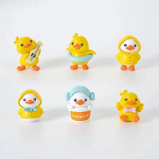 2026 Yellow Duck Desk Decor Set of 6PCS Cute Duck Car Dashboard Decorations, Rear View Mirror Ornament, Cute Cartoon Style Desk Companions Interior Accessories for Home Offices Cubicles Playful Charming Desktop Decoration