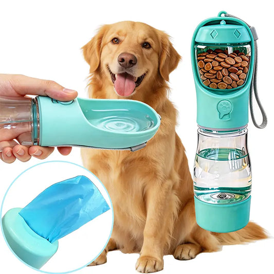3 in 1 Pet Water Bottle 20 Oz - Leak Proof Portable Dog Water Container with Poop Bag Dispenser for Travel, Hiking & Outdoor Activities Holder,Summervibes