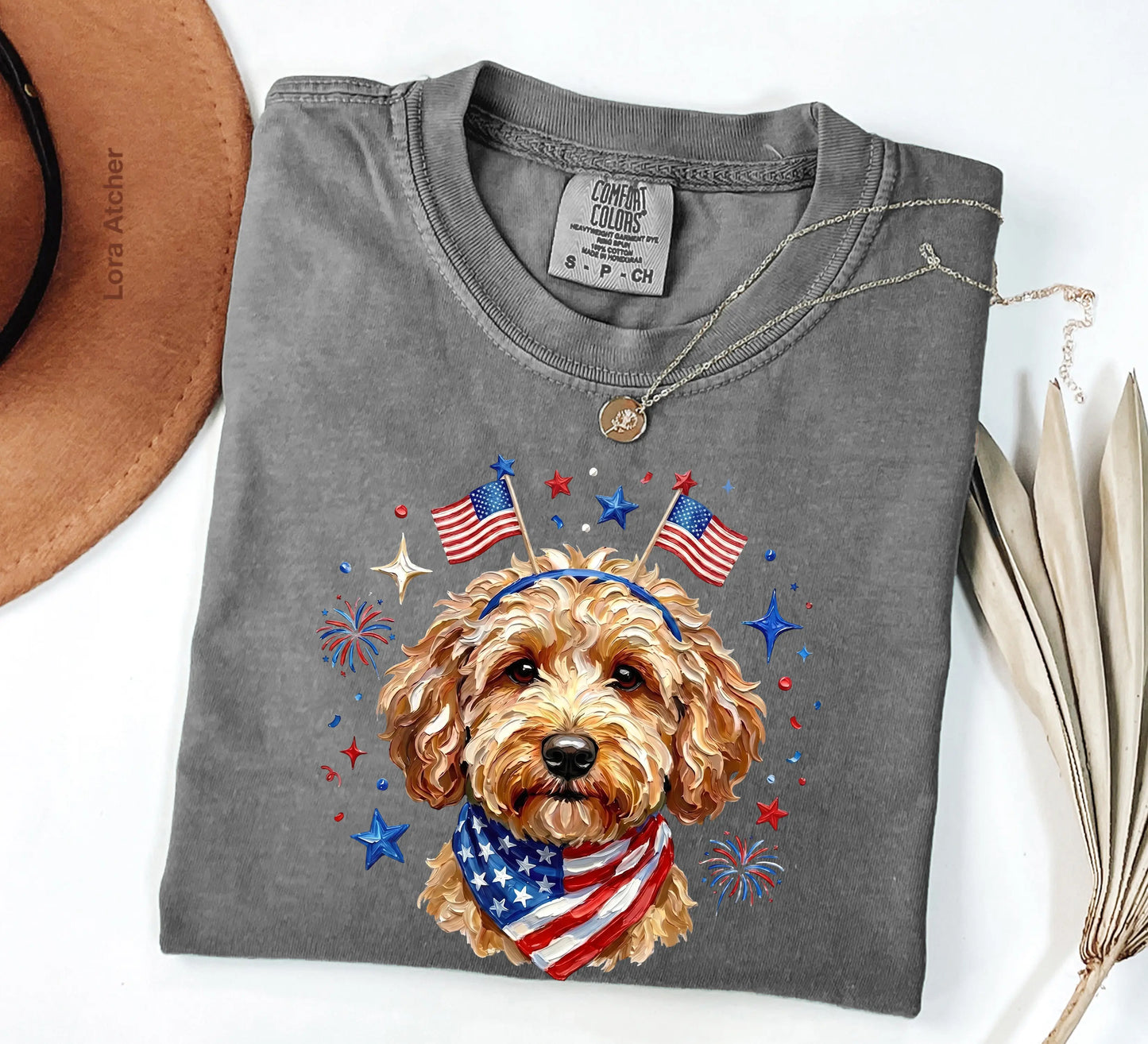 USA Goldendoodle Dog Shirt, Preppy Design 4Th of July Dog ,4Th of July Dog, Shirt, 250Th Anniversary Shirt, 4Th of July, Dog Lover Shirt, Patriotic Dog Gift - LORA ATCHER