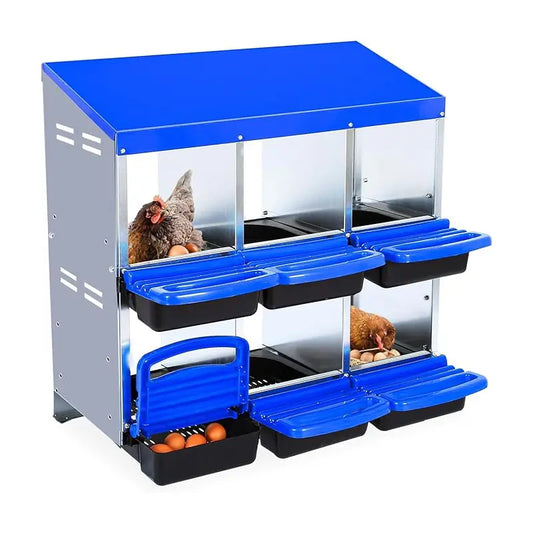 GARVEE 6/8/10-Hole Chicken Nesting Box with Removable Lid, Metal Chicken Coops with Roll Away Design/Easy Egg Collection/Ventilation Holes, for Chickens Coops, Duck and Hens
