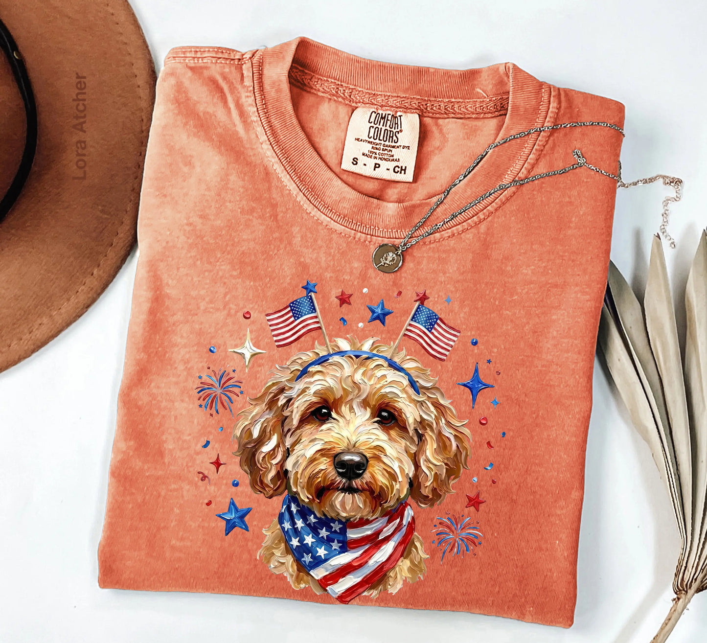 USA Goldendoodle Dog Shirt, Preppy Design 4Th of July Dog ,4Th of July Dog, Shirt, 250Th Anniversary Shirt, 4Th of July, Dog Lover Shirt, Patriotic Dog Gift - LORA ATCHER