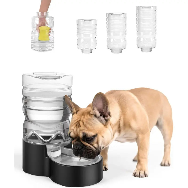 2.5 Gallon Automatic Dog Water Dispenser[Wide Mouth for Easy Hand-In Cleaning][Removable Stainless Steel Bowl], Gravity Refilling Large Capacity for Cats and Dogs, Multi-Pet Homes