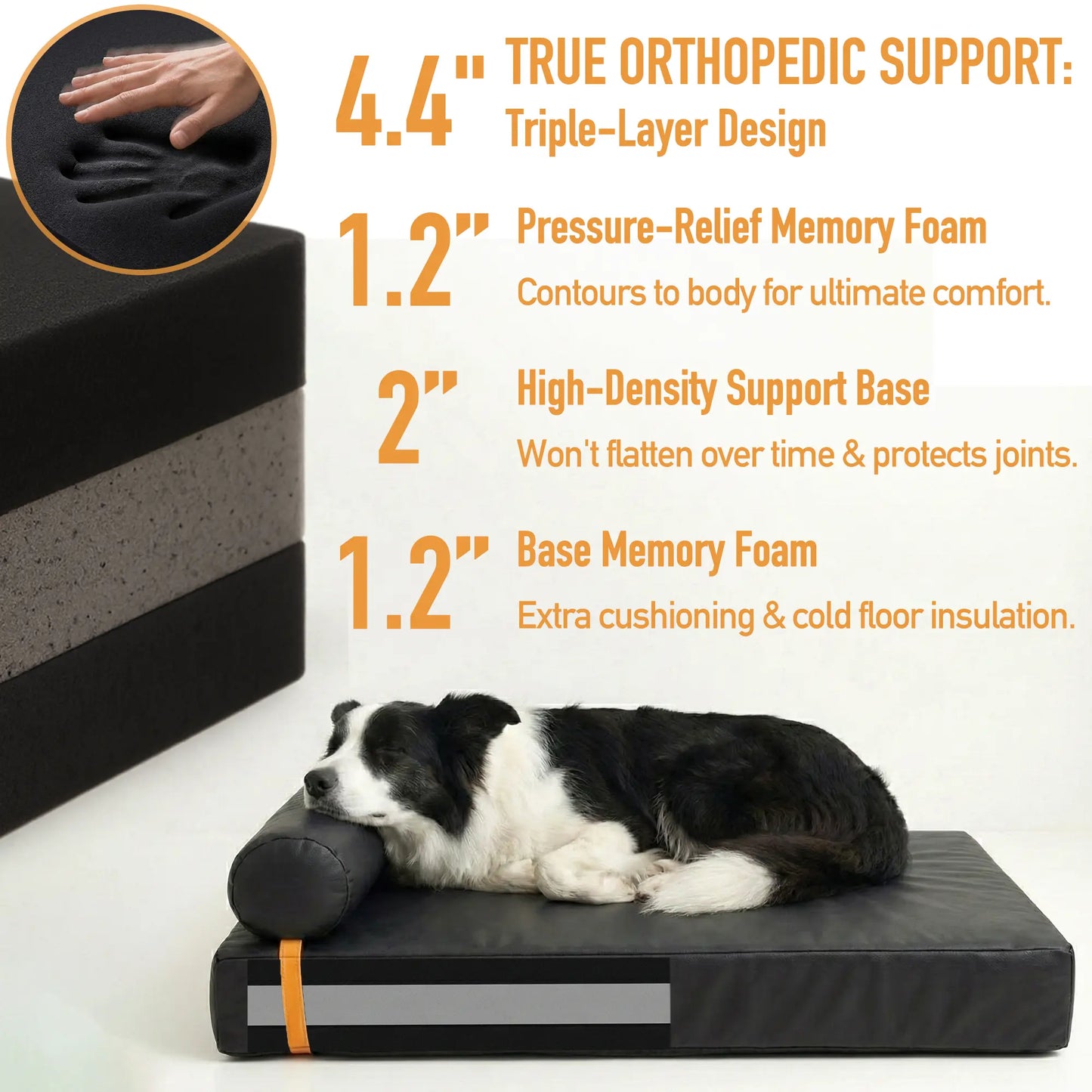 3-In-1 Orthopedic Dog Bed Bundle (3 Covers Included) | Waterproof Leather, Corduroy & Holiday Plaid | Thick Memory Foam Support (36"X24")