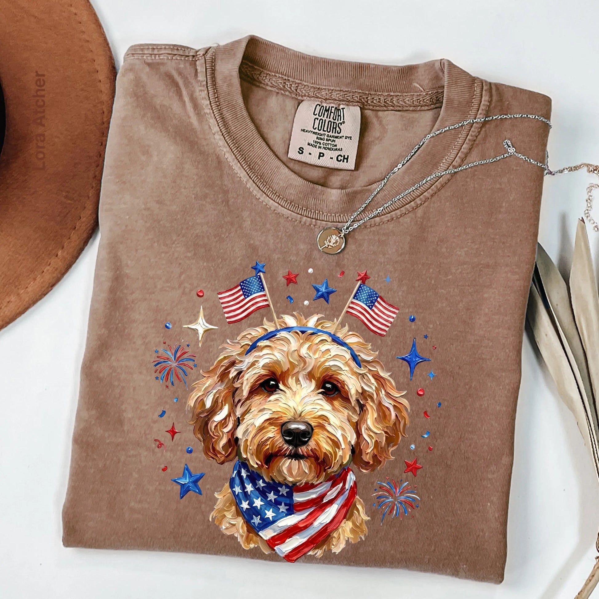 USA Goldendoodle Dog Shirt, Preppy Design 4Th of July Dog ,4Th of July Dog, Shirt, 250Th Anniversary Shirt, 4Th of July, Dog Lover Shirt, Patriotic Dog Gift - LORA ATCHER